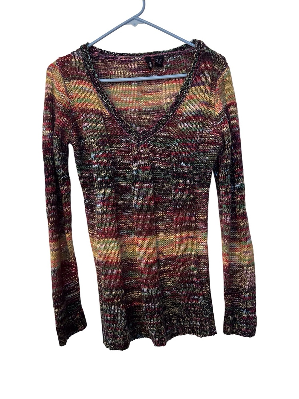 Ultra Flirt Multicolor Knit Sweater with Pink, Green & Purple Tones